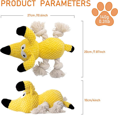 Squeaky Dog Chew Toy with Crinkle Paper - Durable Stuffed and Rope Toys for Teeth Cleaning, Ideal for Small to Medium Dogs