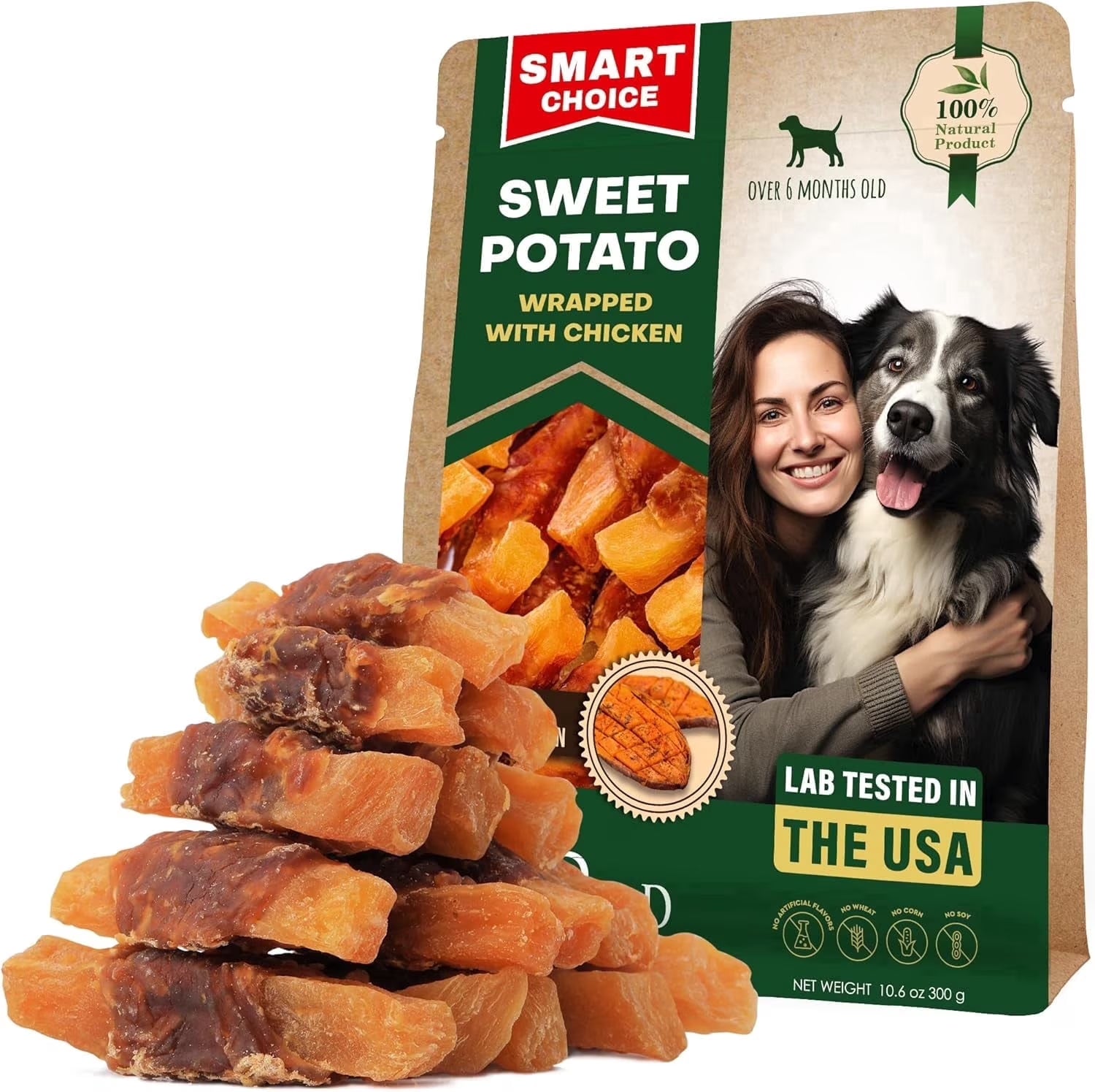 Sweet Potato and Chicken Dog Treats - 10.6 Oz Grain-Free Natural Chews for Training Small and Large Dogs