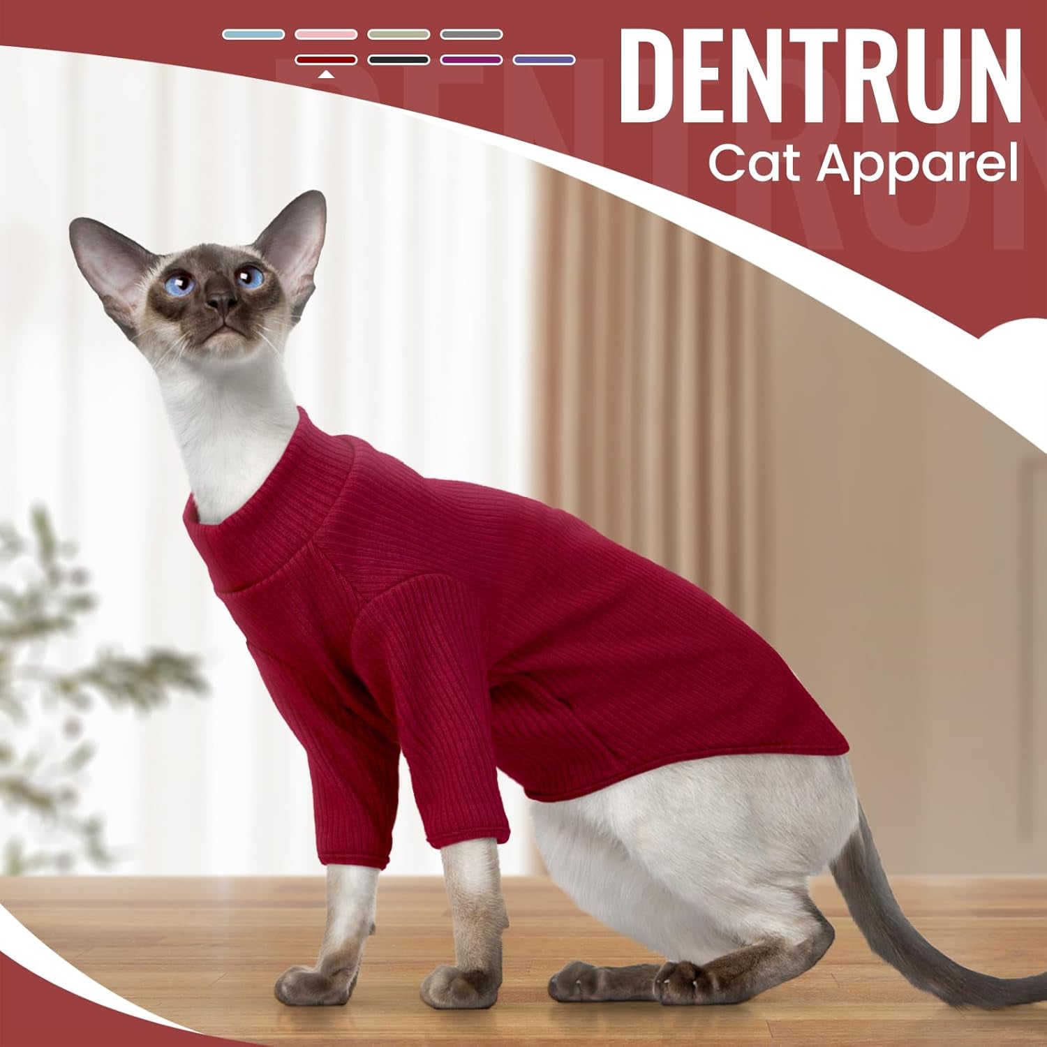 Cozy & Stylish Sphynx Hairless Cat Pullover - Breathable Turtleneck Sweater and Pajama Jumpsuit for Kittens