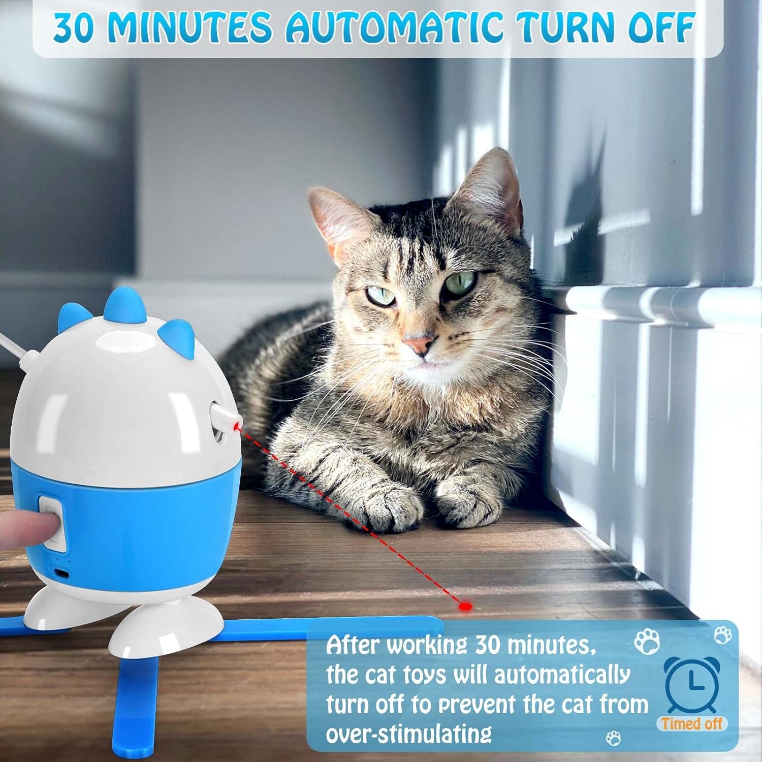 Interactive Cat Toy: 2-in-1 Rechargeable Light and Feather Exercise Toy for Indoor Cats with Adjustable Automatic Features
