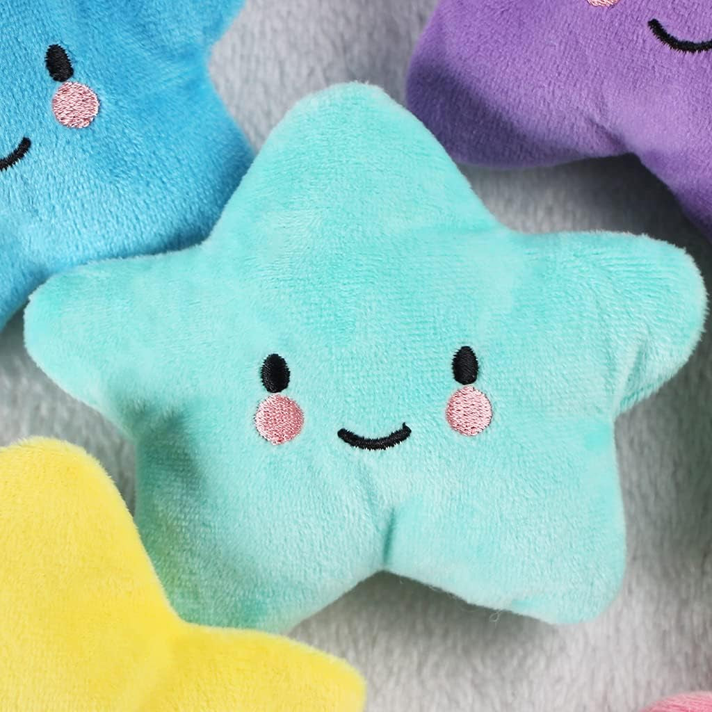 Plush Squeaky Dog Toy Set, 4-Pack - Adorable Star and Cloud Designs for Small to Medium Dogs and Puppies, Dark Color