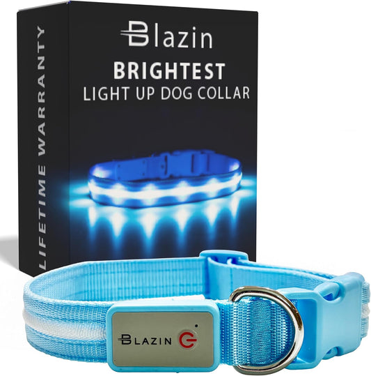 LED Dog Collar - Original USB Rechargeable and Waterproof Design - 1,000 Feet Visibility - Suitable for Small, Medium, and Large Dogs - Made in the USA