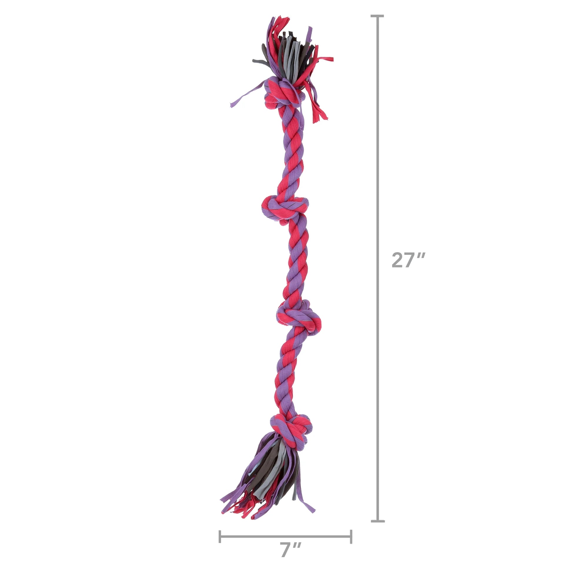 Flossy Chews Large 4-Knot Tug Rope Dog Toy, 27", Assorted Colors