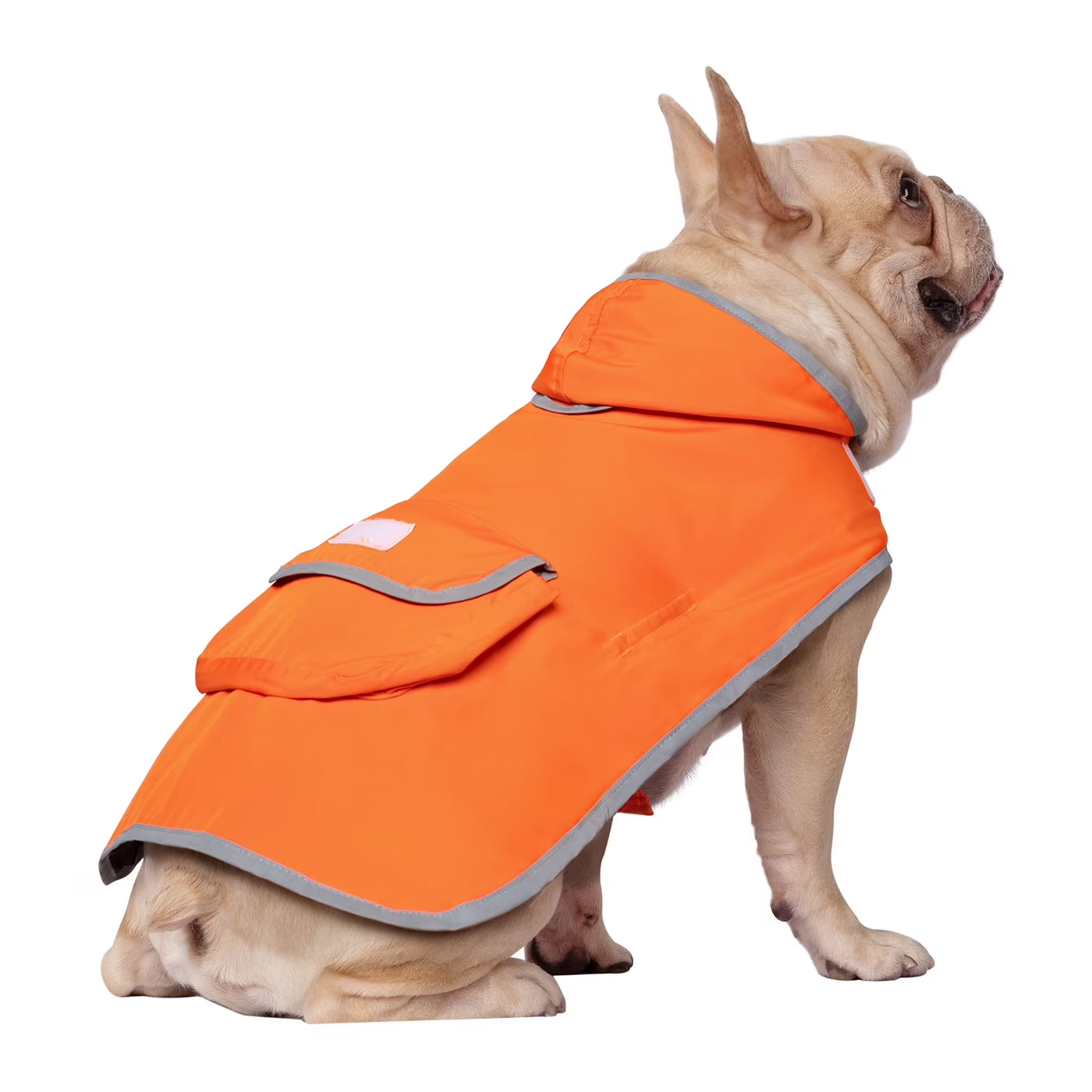 Reversible Hooded Dog Raincoat Poncho Jacket for Small to Large Dogs - Camo/Orange, Medium Size