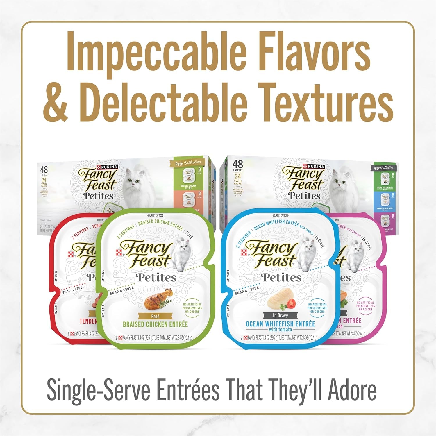 Purina  Gourmet Wet Cat Food Variety Pack, Petites Gravy Collection, Break-Apart Tubs, 48 Servings - (Pack of 24) 2.8 Oz. Tubs