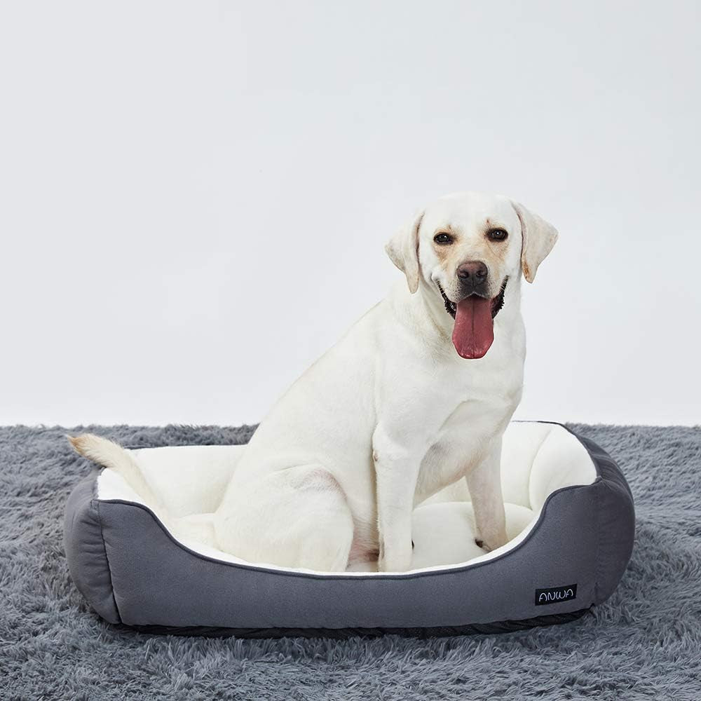 Medium Dog Bed for Large Breeds, Washable Deep Grey Pet Bed, 24 Inch