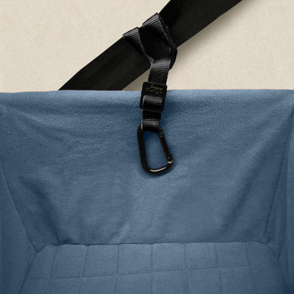 Dog Booster Seat for Secure and Comfortable Travel - Waterproof Exterior, Removable Washable Liner, Harness Strap, Collapsible Design - Rover Style in Black/Blue