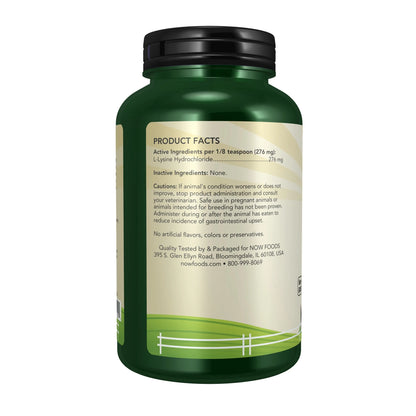 L-Lysine Powder Supplement for Cats, NASC Certified, 8 Ounces