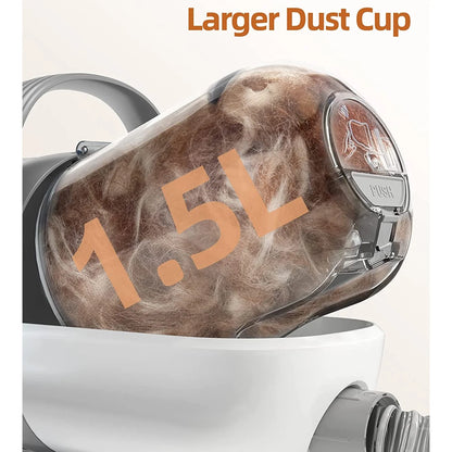 7-in-1 Low Noise Pet Grooming Vacuum with 1.5L Dust Cup and Professional Grooming Tools for Dogs and Cats, Gray