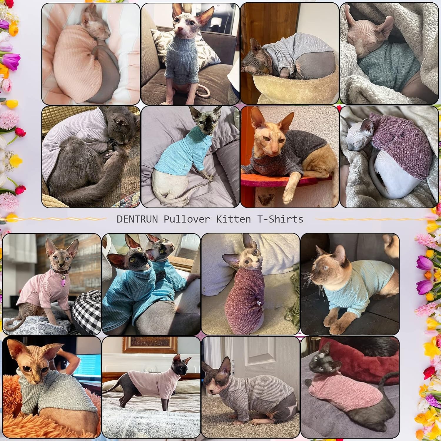 Cozy & Stylish Sphynx Hairless Cat Pullover - Breathable Turtleneck Sweater and Pajama Jumpsuit for Kittens