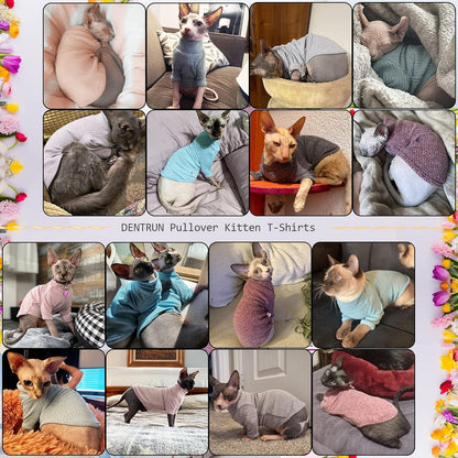 Cozy & Stylish Sphynx Hairless Cat Pullover - Breathable Turtleneck Sweater and Pajama Jumpsuit for Kittens