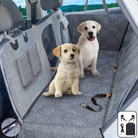 Premium 1080D Black Dog Car Seat Cover for Rear Seats