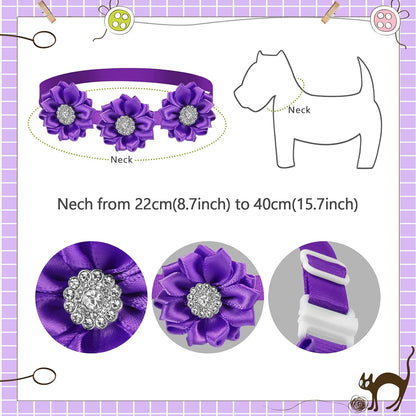 30-Piece Dog Bow Tie and Flower Collar Set with Diamond Crystal Accents for Small Dogs and Cats - Multi-Color Pet Accessories