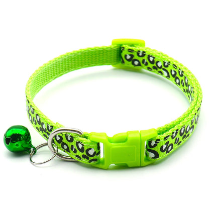 Adjustable 3-Piece Nylon Cat Collar Set with Bell for Kittens and Puppies - Green