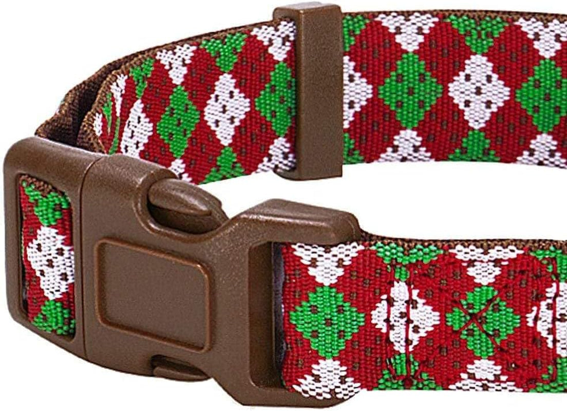 Stylish Fair Isle Dog Collar with Detachable Bow Tie - Adjustable for Small Dogs (Neck Size 12"-16")