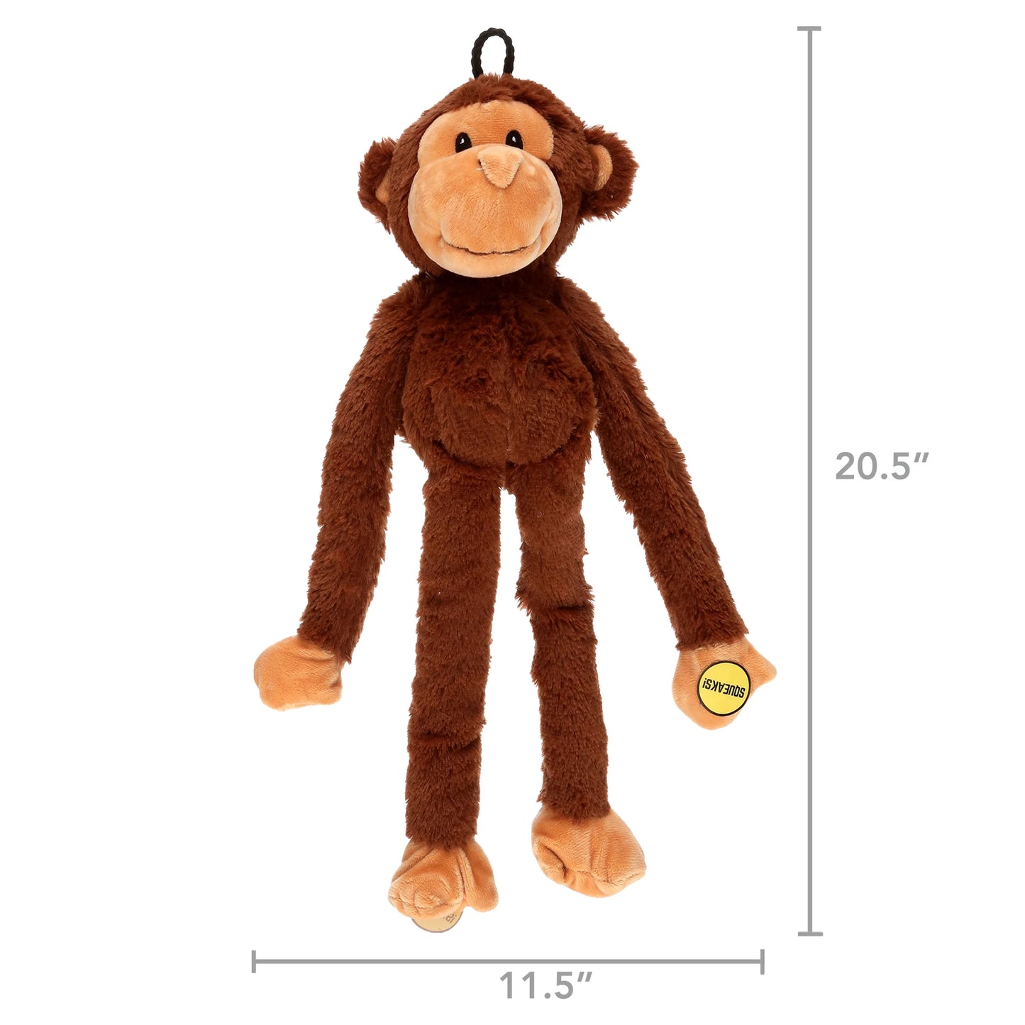 Swingin' Safari Plush Monkey Dog Toy with Squeakers - 19 Inches