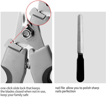Professional Dog Nail Clippers and Trimmers for Large Breeds with Quick Sensor, Including Safari Cat Nail Clipper with Safety Guard and Nail File