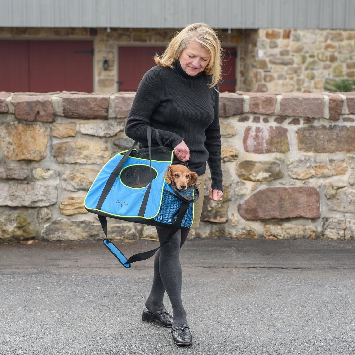 Carry Me Pet Carrier for Dogs and Cats - Convenient Portability, Water Bottle Compartment, Zippered Storage Pocket, Airline Compliant, Trailblazer Blue