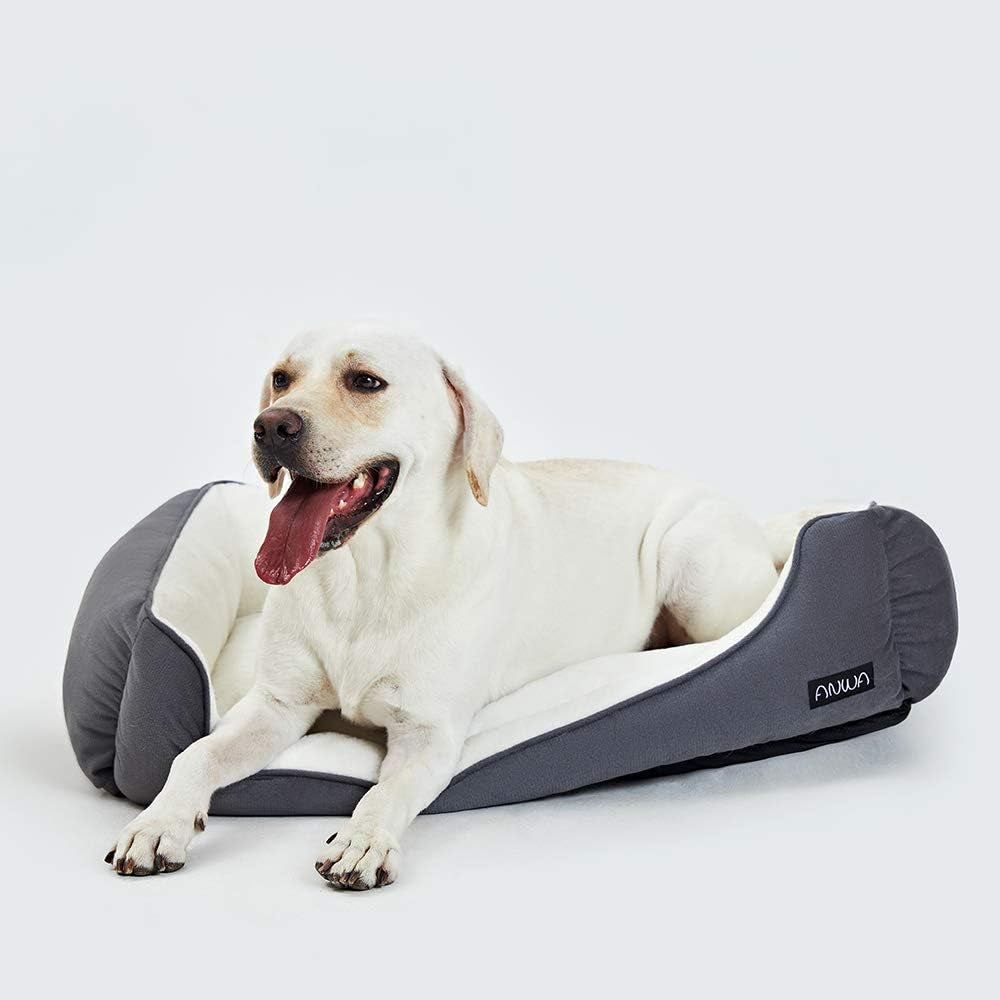Medium Dog Bed for Large Breeds, Washable Deep Grey Pet Bed, 24 Inch