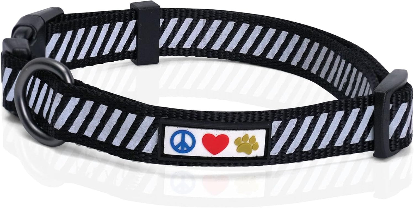 High Visibility Reflective Dog Collar for Extra Small and Small Puppies - Adjustable Heavy Duty Black S Collar