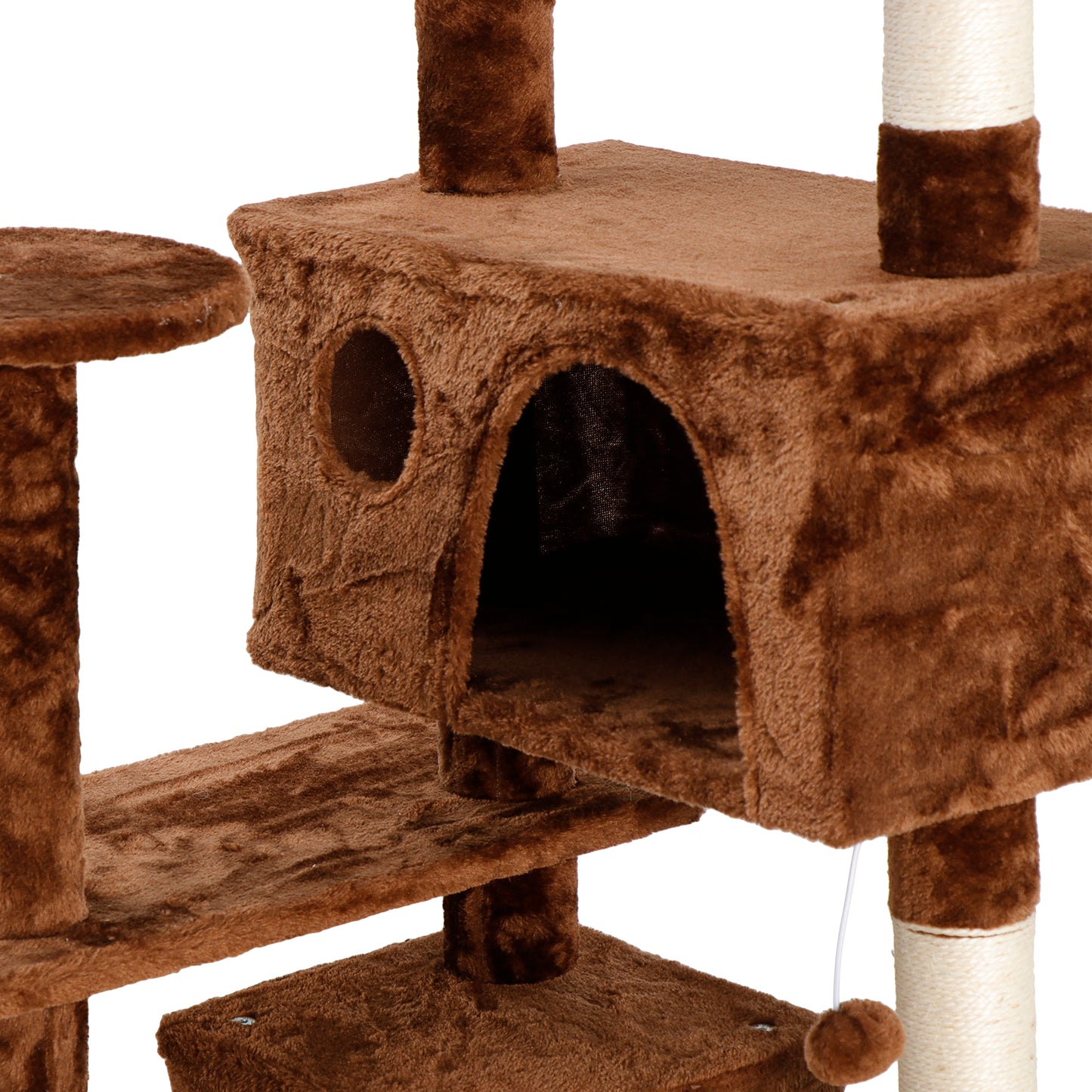 53-Inch Multi-Level Cat Tree Tower with Scratching Posts and Plush Perch - Brown