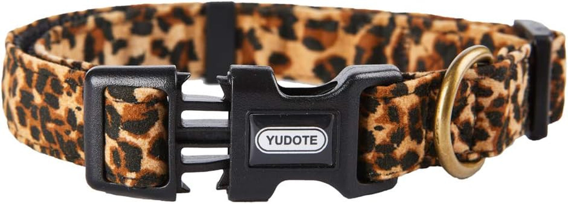 Flocking Fabric Dog Collar in Leopard Print for Puppies and Medium Dogs