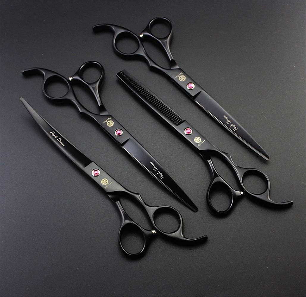 Premium 7-Inch Pet Grooming Scissors Set - 4-Piece Kit with Straight, Curved, and Thinning Blades, Crafted from Japanese Steel, Complete with Case