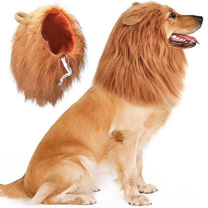Realistic Lion Mane Cosplay Costume for Medium to Large Dogs - Pet Accessories with Ear Design