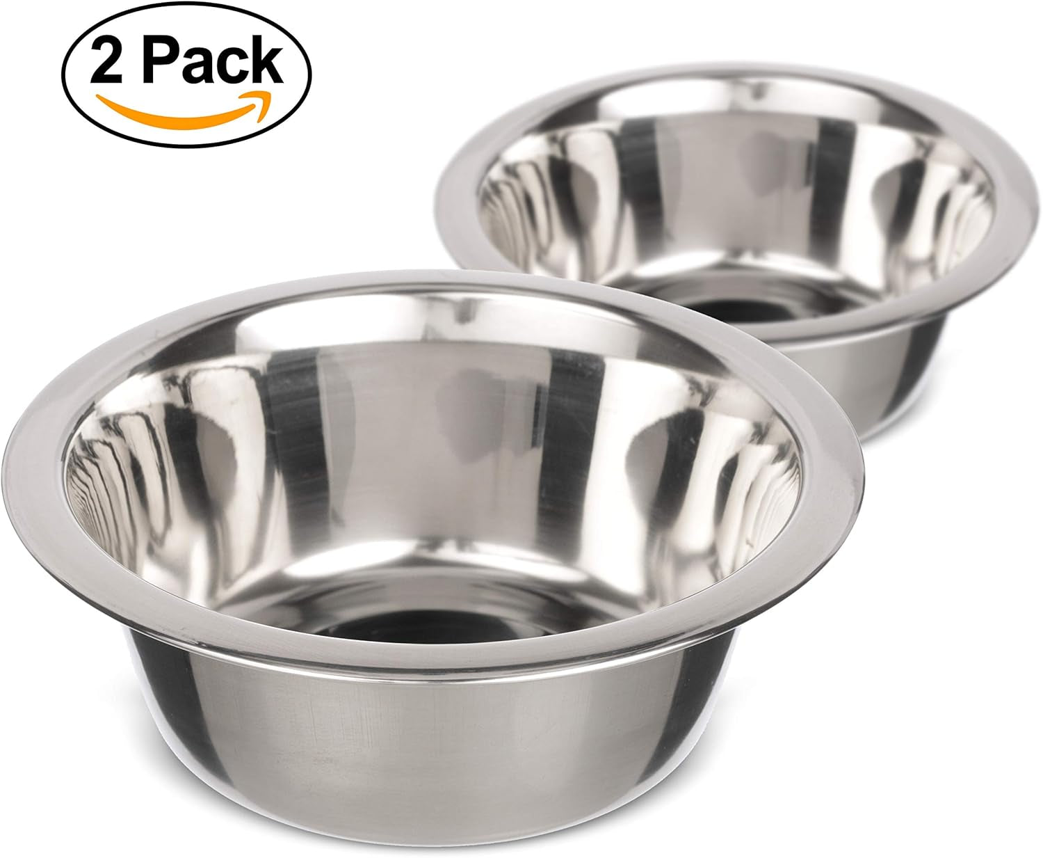 Set of 2 Stainless Steel Dog Bowls (1.5 Cup / 12 Oz.) - Neater Feeder Replacement Bowls for Cats and Small Dogs, Dishwasher Safe Metal Dishes for Food and Water