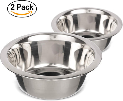Set of 2 Stainless Steel Dog Bowls (1.5 Cup / 12 Oz.) - Neater Feeder Replacement Bowls for Cats and Small Dogs, Dishwasher Safe Metal Dishes for Food and Water