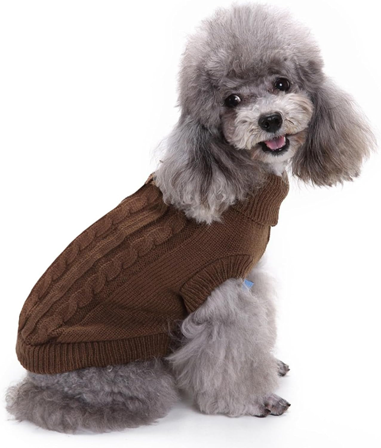 Knitted Winter Sweater for Small Dogs and Cats - X-Small, Brown