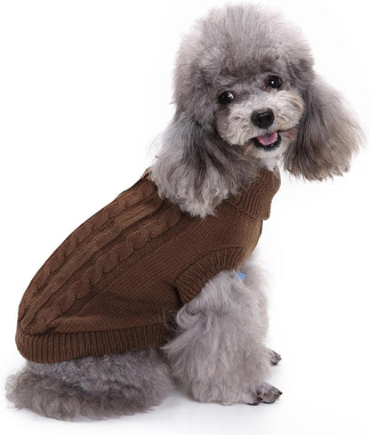 Knitted Winter Sweater for Small Dogs and Cats - X-Small, Brown