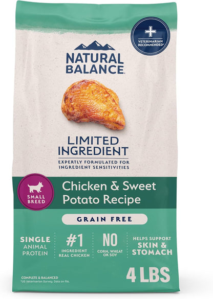 Limited Ingredient Small Breed Adult Grain-Free Dry Dog Food, Chicken & Sweet Potato Recipe, 4 Pound (Pack of 1)