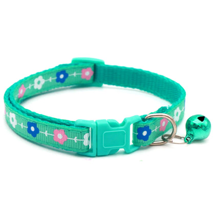 Adjustable 3-Piece Nylon Cat Collar Set with Bell for Kittens and Puppies - Green