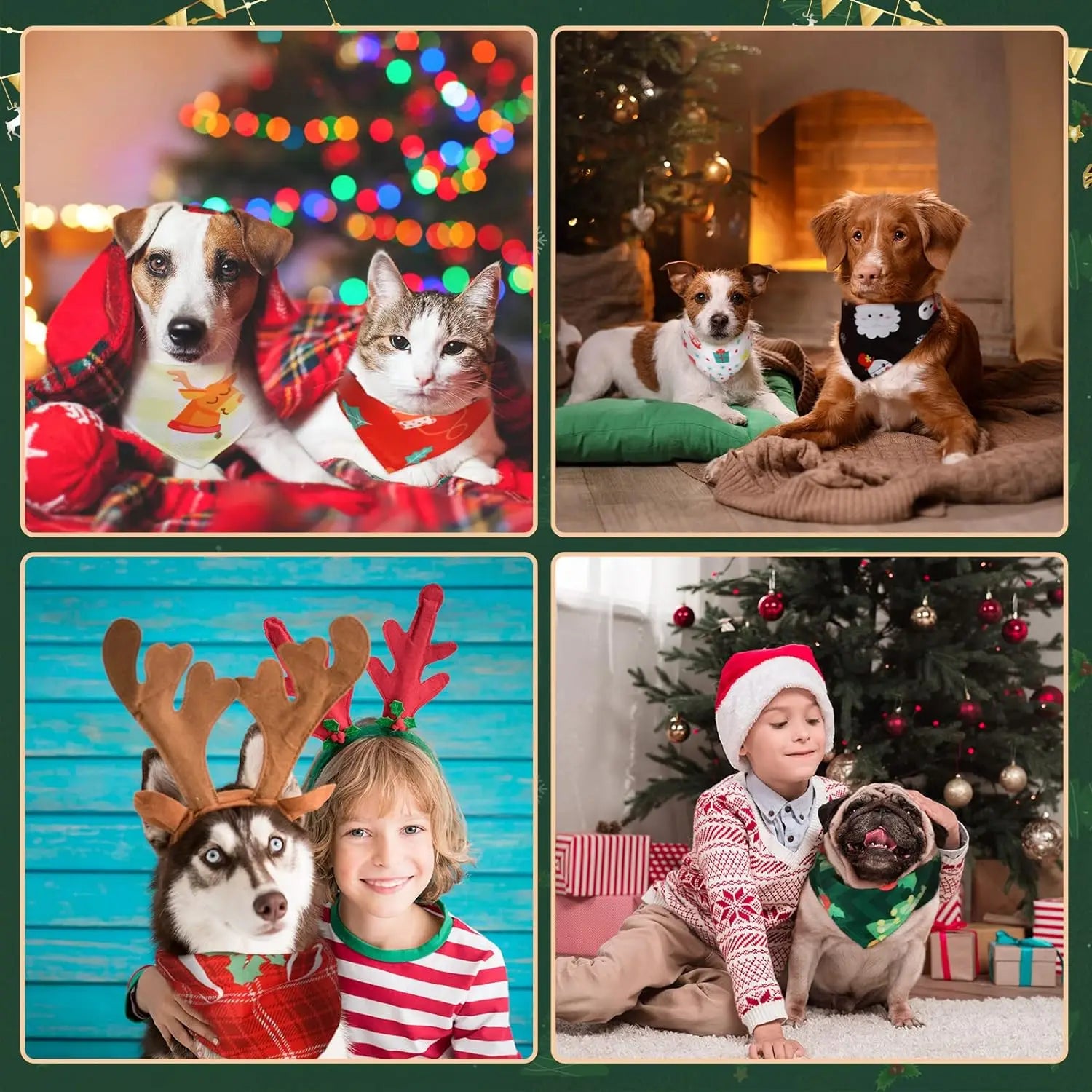 30-Piece Christmas Dog Bandana Set - Holiday Pet Costumes and Accessories for Dogs and Cats