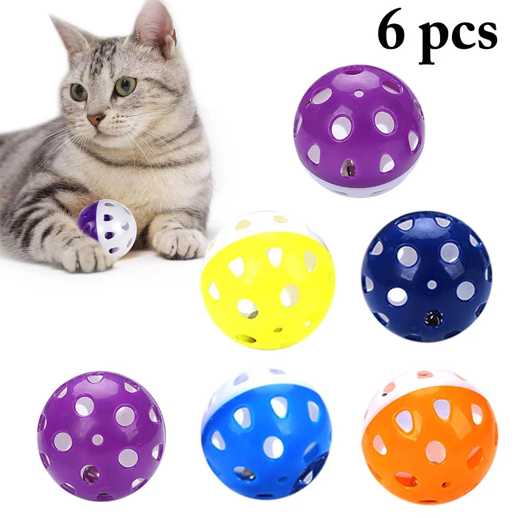 6-Piece Interactive Cat Toy Set with Bell Balls for Kittens and Cats