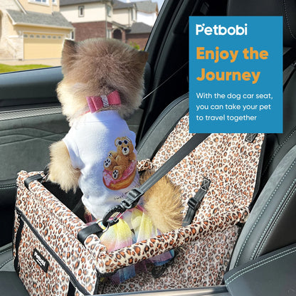 Leopard Print Dog Car Seat Booster for Small Pets and Medium Cats - Safety and Comfort for Your Furry Friend