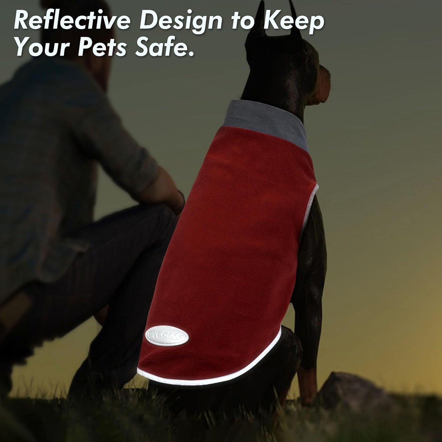 2-Pack Reflective Stripe Dog Fleece Sweatshirts - Stretchy Pullover Jackets for Small Dogs in Red & Grey, Size Medium