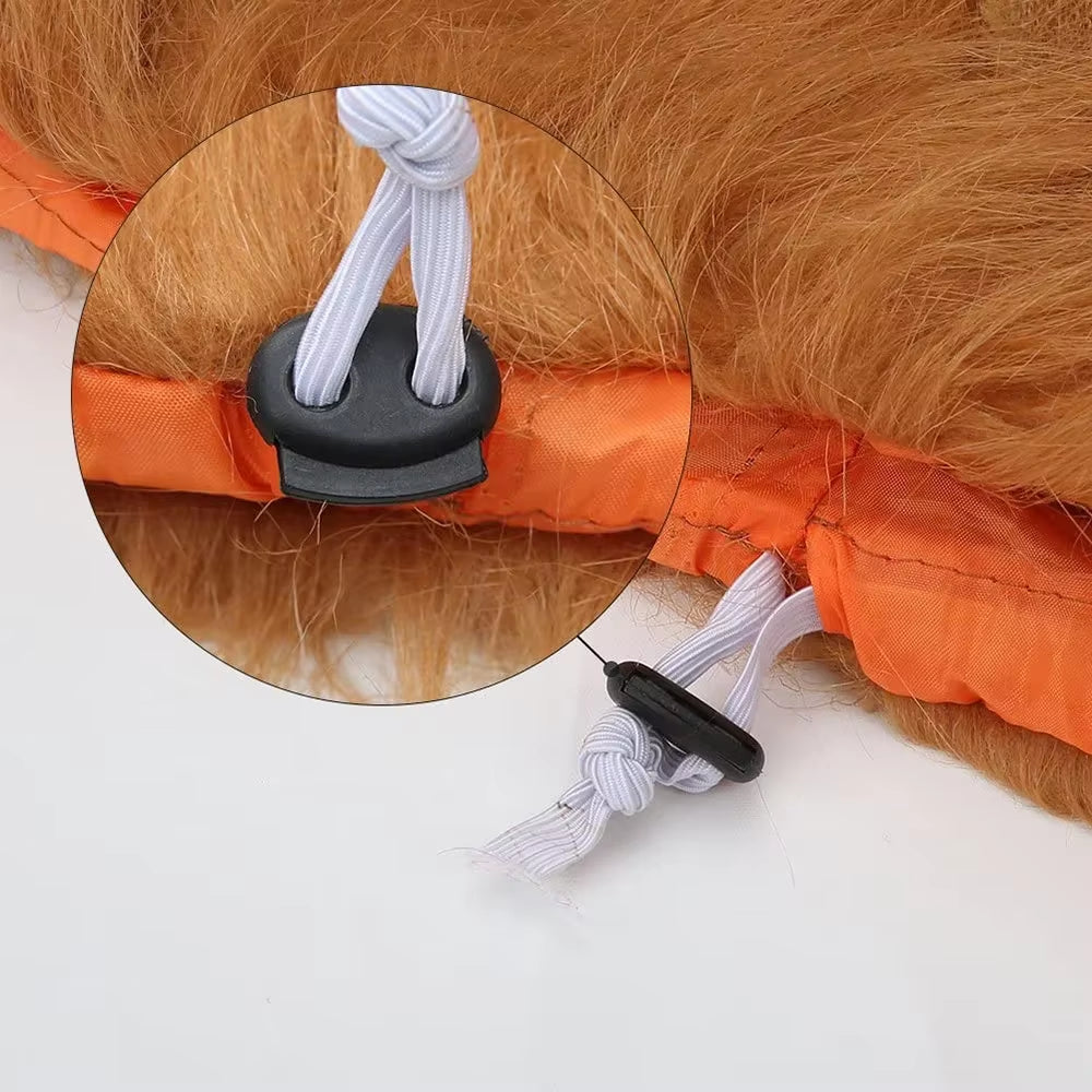 Realistic Lion Mane Cosplay Costume for Medium to Large Dogs - Pet Accessories with Ear Design