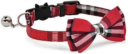 2 Pack/Set Cat Collar Breakaway with Cute Bow Tie and Bell for Kitty and Some Puppies, Adjustable from 7.8-10.5 Inch (Black+Brown)