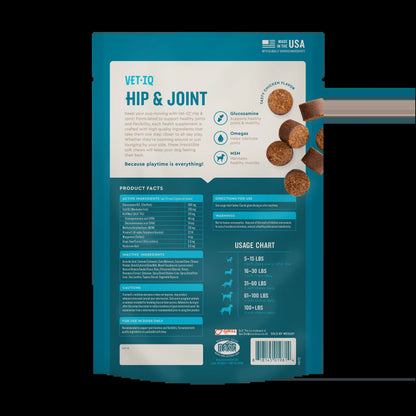 Vetiq Hip & Joint Supplement for Dogs - Chicken Flavored Soft Chews, 7.4 Oz, 60 Count (3 Pack)