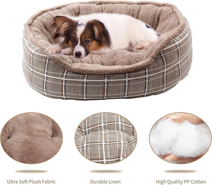 Cozy Medium Dog Bed - Washable 24-Inch Rectangle Pet Cuddle Bed for Cats & Puppies with Anti-Slip Bottom & Removable Cover