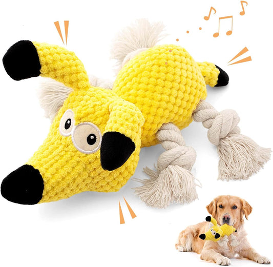 Squeaky Dog Chew Toy with Crinkle Paper - Durable Stuffed and Rope Toys for Teeth Cleaning, Ideal for Small to Medium Dogs