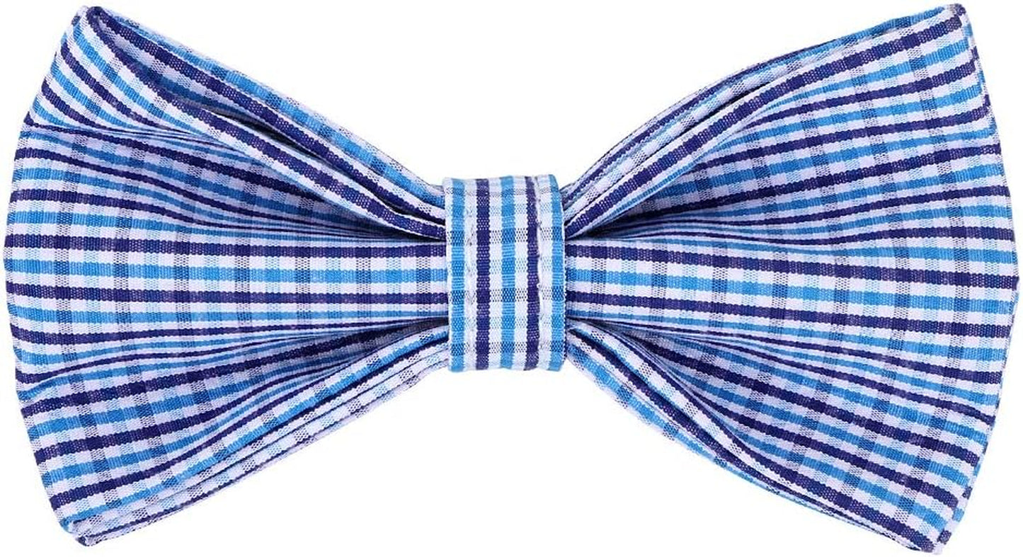 Cute Soft Dog and Cat Collar with Bowtie, Detachable Adjustable Bow Tie Collar Pet Gift (L, Blue Grid)