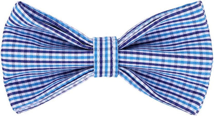 Cute Soft Dog and Cat Collar with Bowtie, Detachable Adjustable Bow Tie Collar Pet Gift (L, Blue Grid)