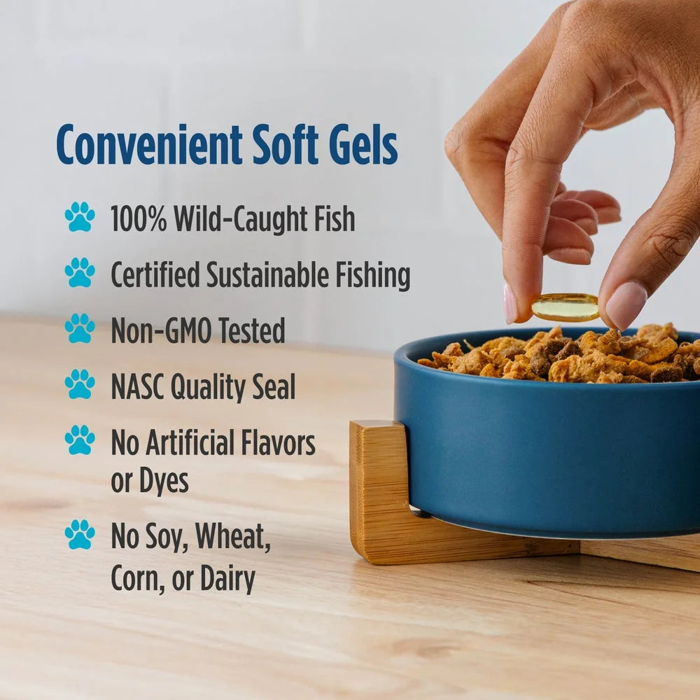 Omega-3 Soft Gels for Dogs, Enriched with EPA & DHA Fish Oil, 90 Count