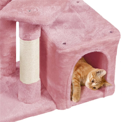 34.5" Cat Tree Tower with Condo and Perches in Pink