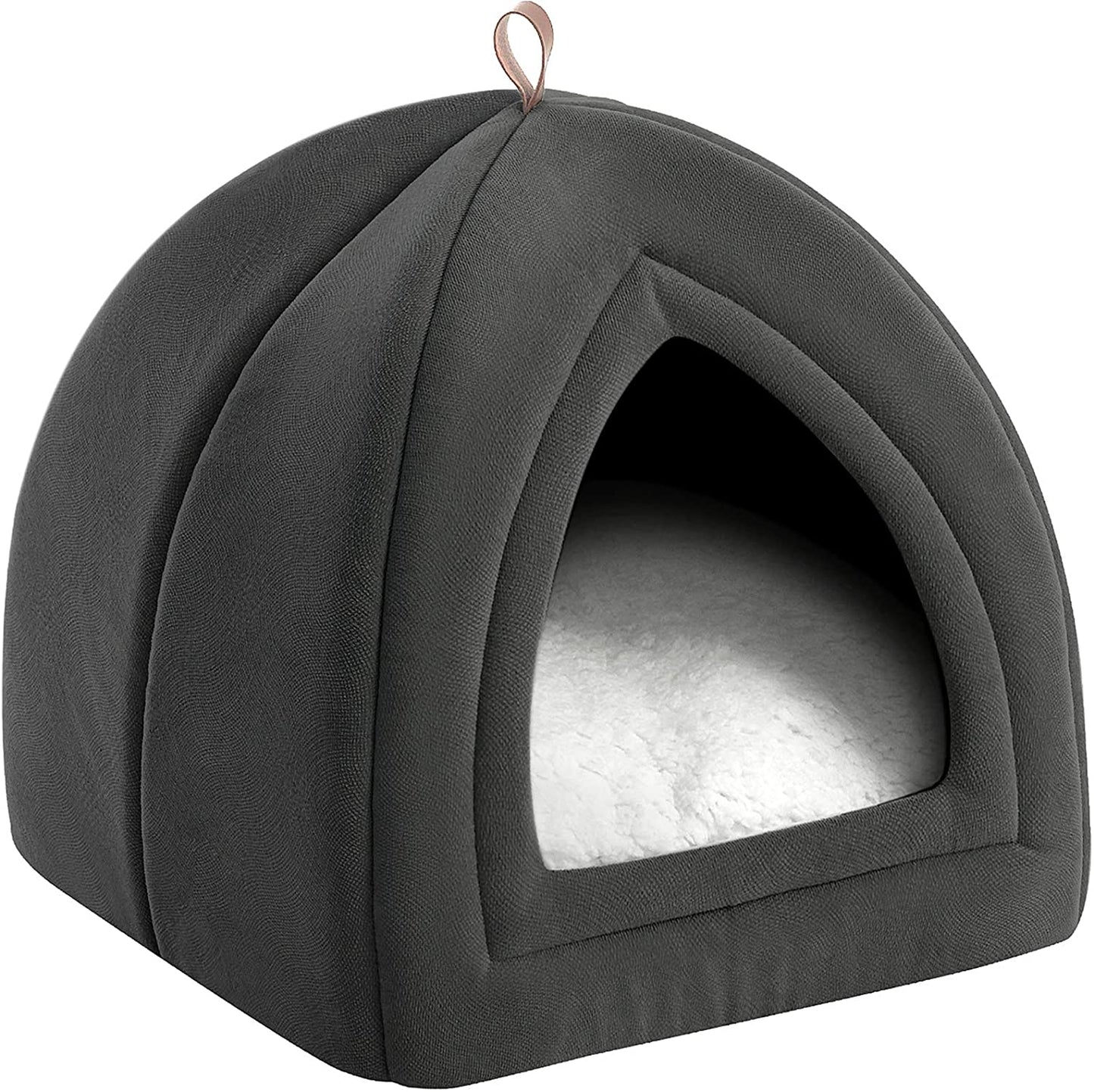 Bedsure Cat Beds for Indoor Cats - Cat Cave Bed Cat House Cat Tent with Removable Washable Cushioned Pillow, Kitten Beds Cat Hut, Small Dog Bed, Dark Grey, 15 Inches