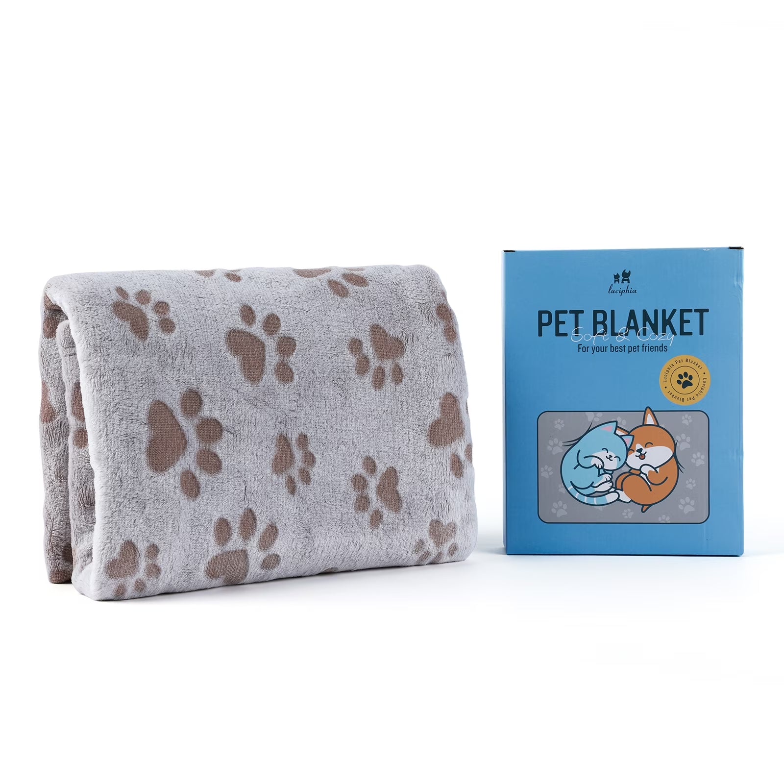 Large Dog Fleece Blanket - Washable Pet Blanket for Bed and Couch Protection with Adorable Paw Print Design