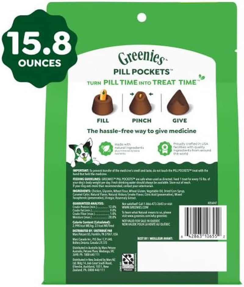Pill Pockets for Dogs Large Size, Dog Treat Pouch for Capsule Medication, Hickory Smoke Flavor, 15.8 Oz. Pouch